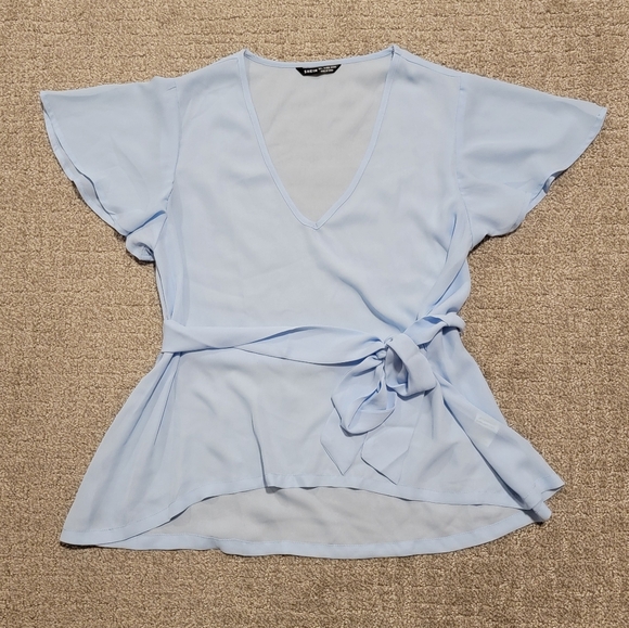 SHEIN Tops - Semi-sheer flutter sleeve top